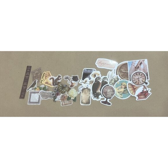 White/Tan Cottagecore Vintage Junk Journal Kit – 81 Pcs Ephemera, Stickers & Tex - Picture 3 of 5